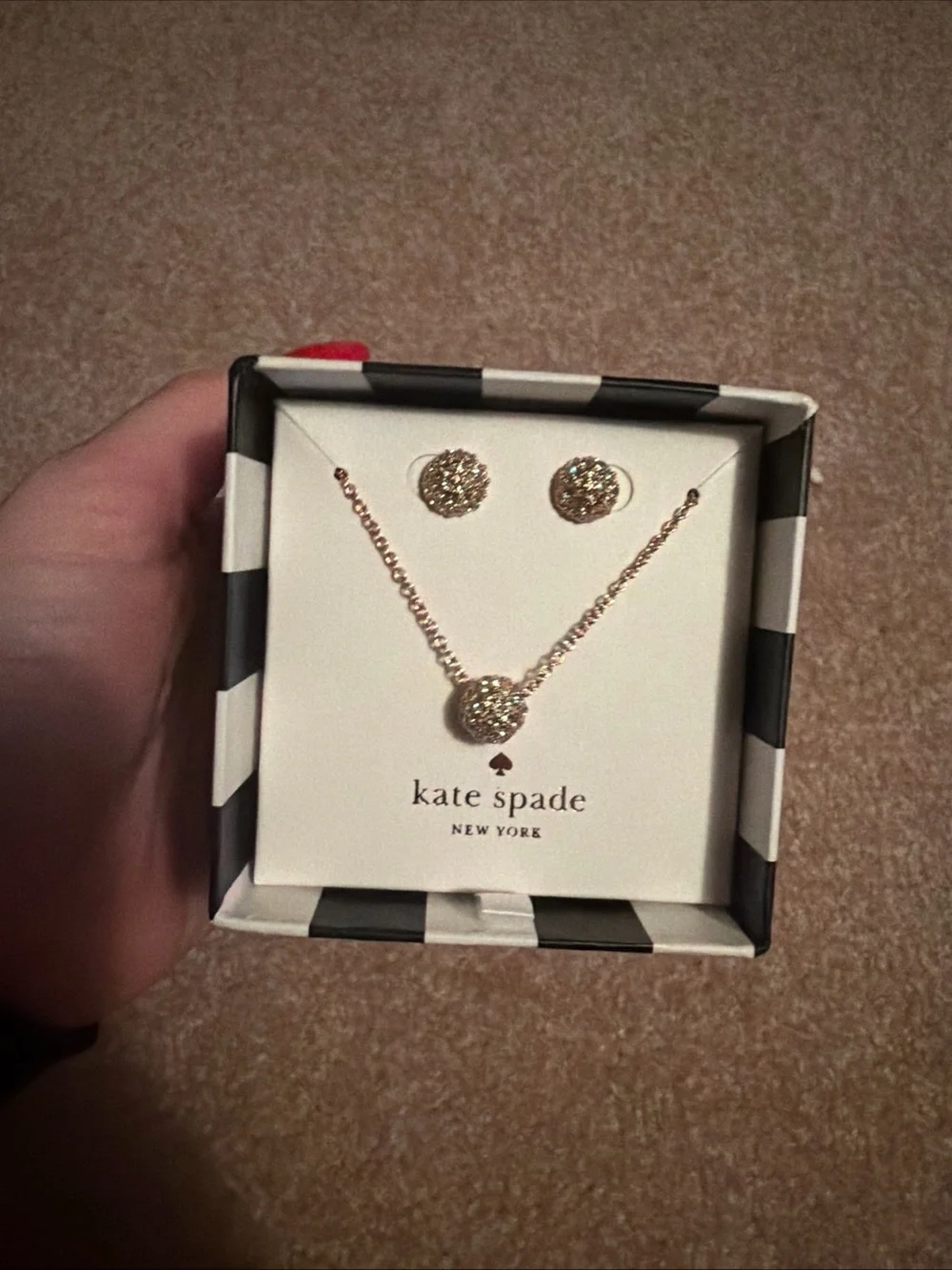 NIB Kate Spade Yours Truly Pave Studs & Mini Pendant Boxed Set